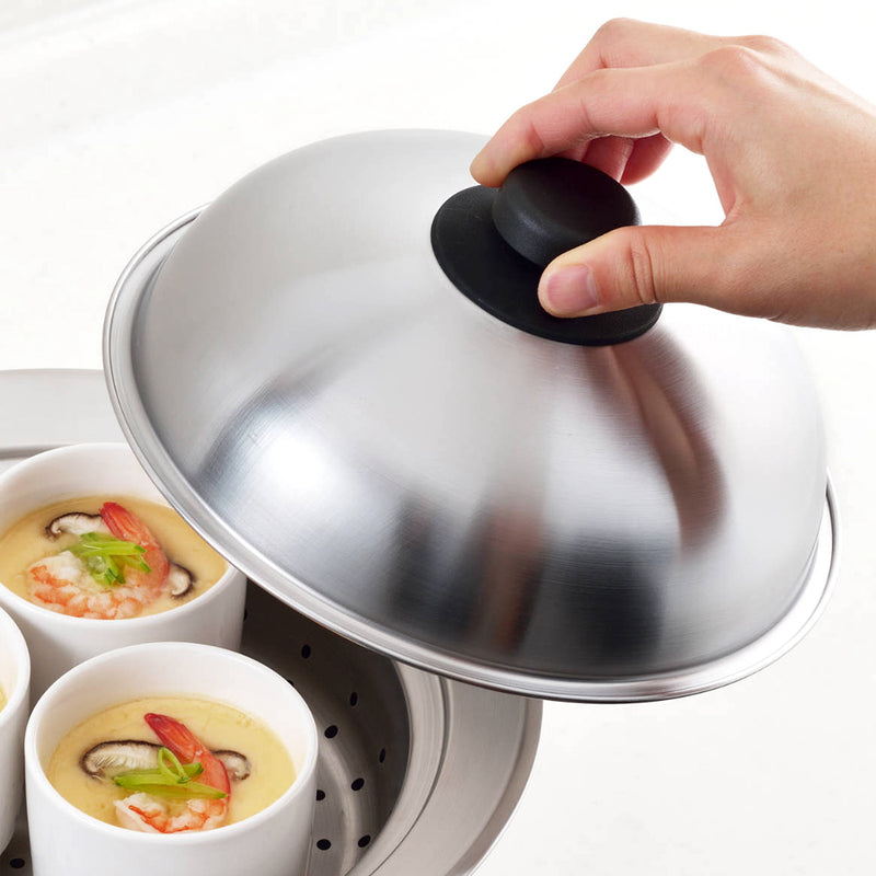 Yoshikawa Stainless Steel Dome Steamer Plate with Lid - 18 - 20cm