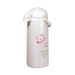 Full view of the Zojirushi AALB-M25-DF Glass Thermal Air Pot 2.45L with a white body and pink floral design, featuring a top spout and side handle.