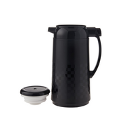 Zojirushi 1L black glass pot with subtle checkered texture, viewed on a white background.

