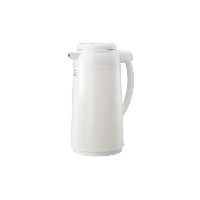 Zojirushi AFFB-10-WD Glass Pot 1L in Pearl White, shown with a sleek handle and modern design.