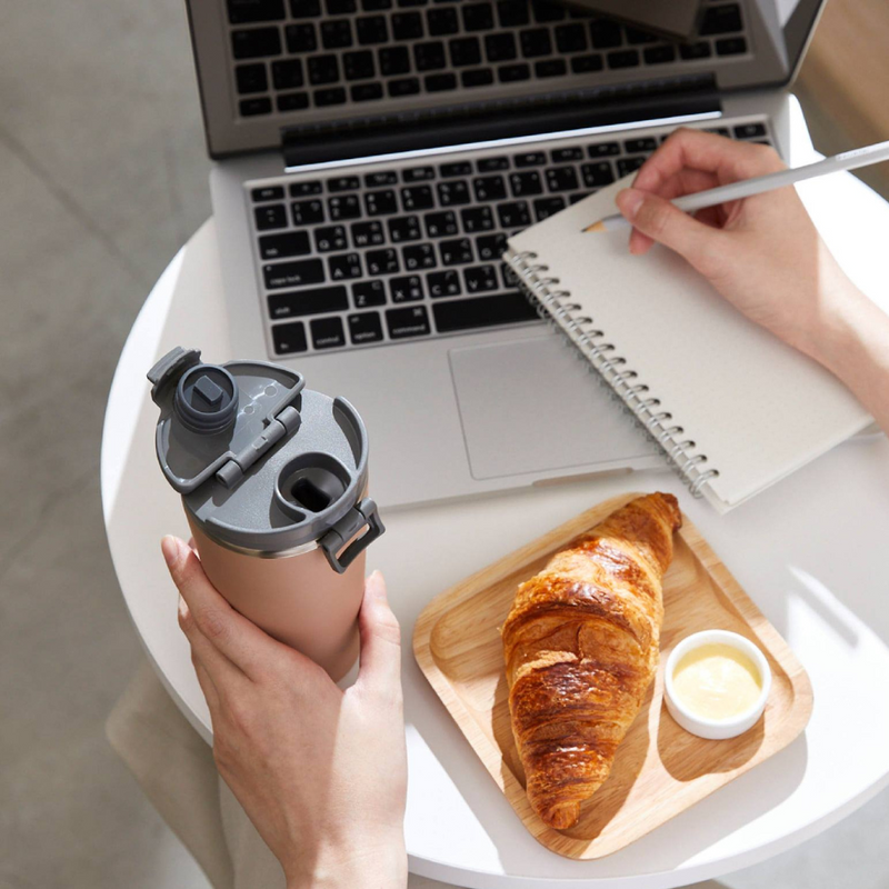 Zojirushi Stainless Carry Tumbler - 300ml (SX-KA30-CM) - Cinnamon Beige (Flower Bouquet)