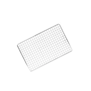 A product image of the 28cm x 18cm disposable grill mesh for the Iwatani grill, showing its welded grid construction on a white background.

