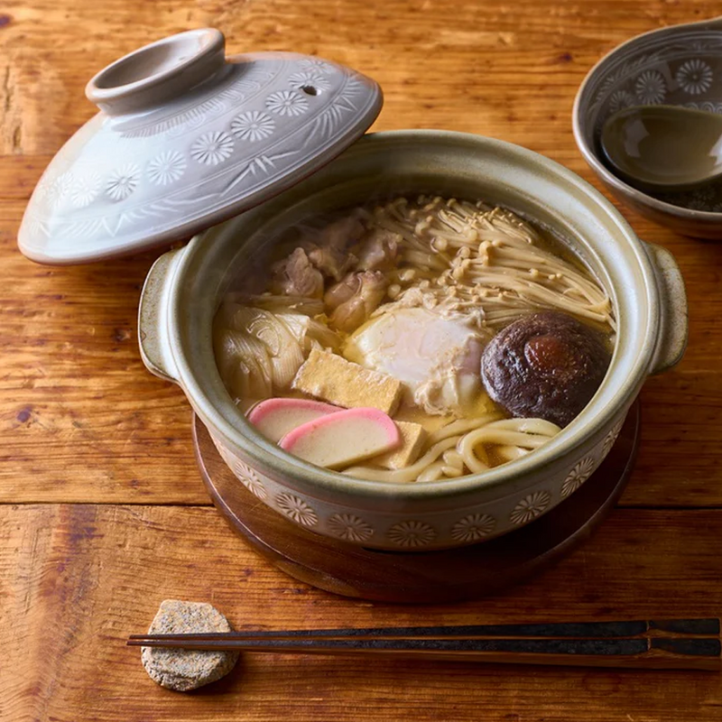 Ginpo Hana Mishima Donabe Japanese Clay Pot - 25cm (Size 8)