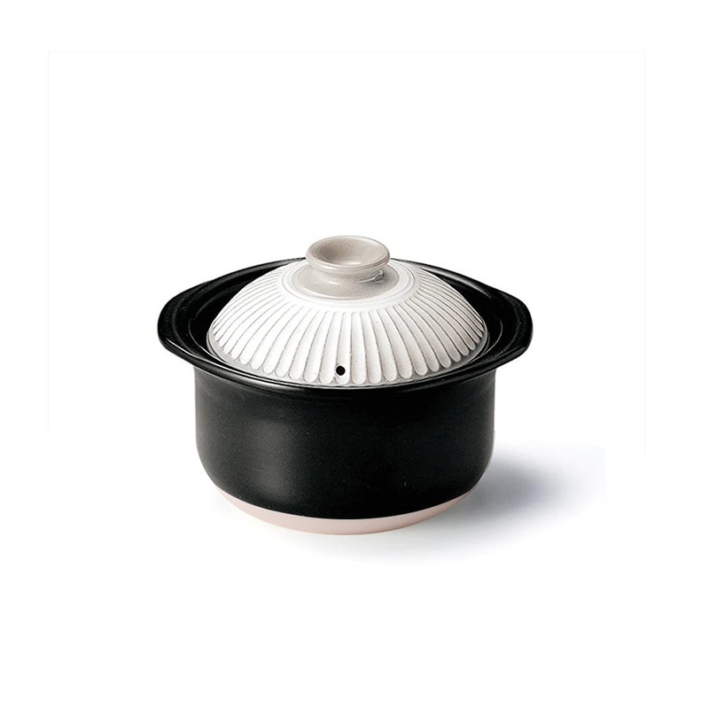 Ginpo Kikka Donabe Rice Pot with Double Lids - 2 Cups - White