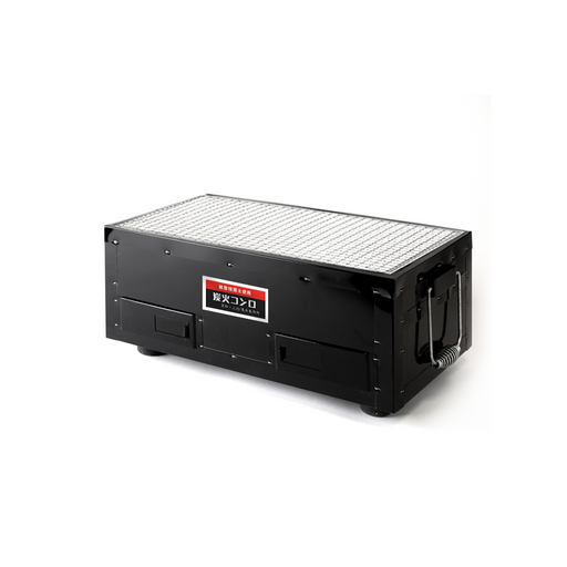 A black Mikawa Konro Grill, medium size (38cm), shown with its grill mesh on top against a plain background.

