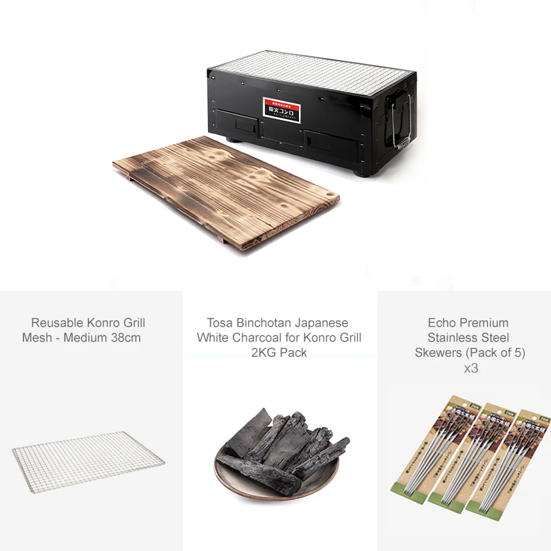 Mikawa Konro Grill Starter Set - 38cm - Black