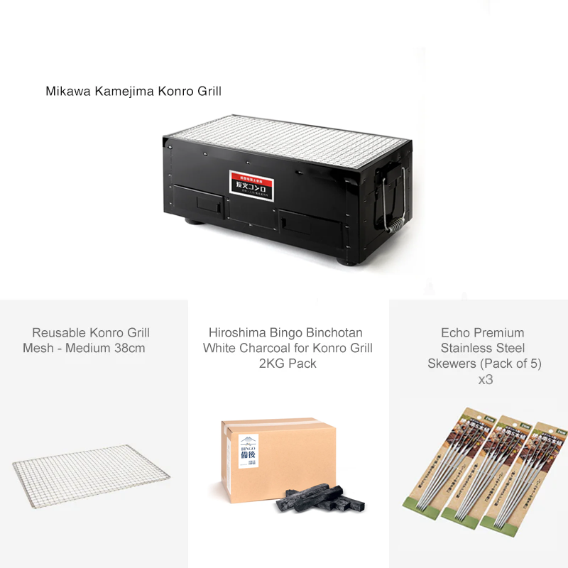 Mikawa Konro Grill Starter Set - 38cm - Black