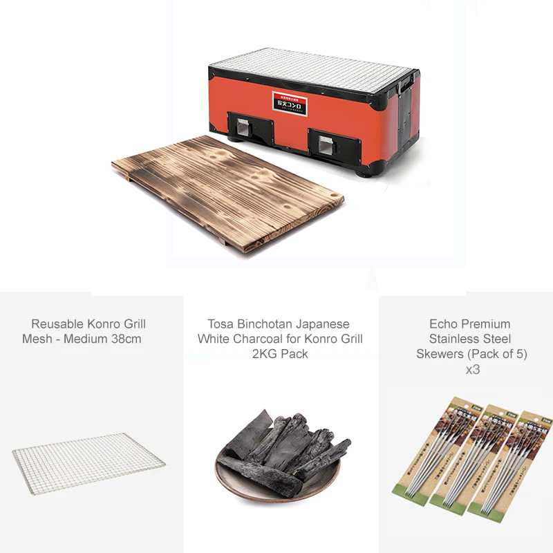 Mikawa Konro Grill Starter Set - 38cm - Red