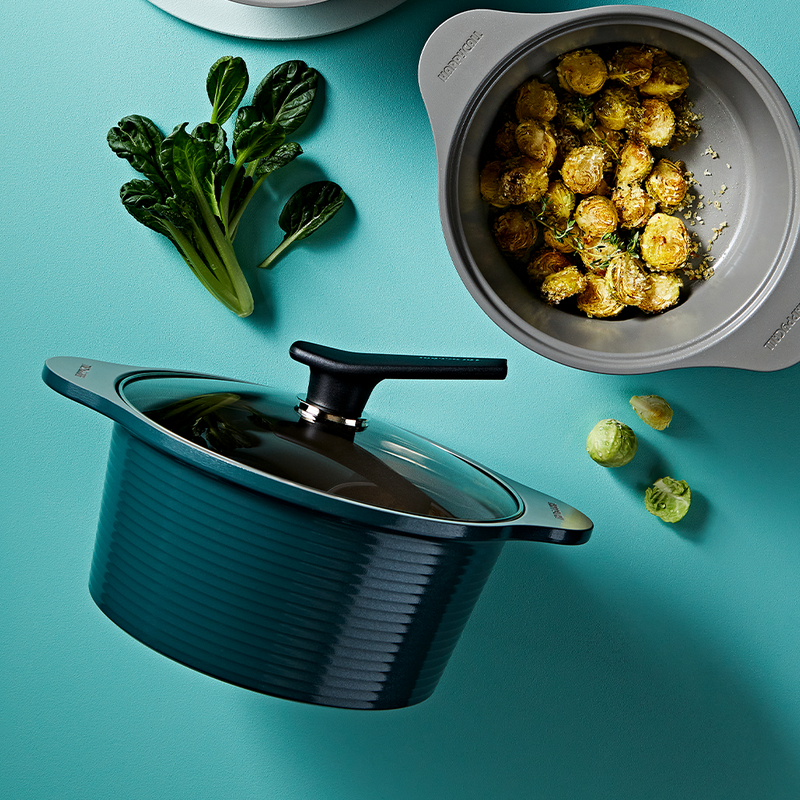 Happycall Onde Ceramic Nonstick Induction Stockpot with Lid - 28cm (6L) - Ocean Green