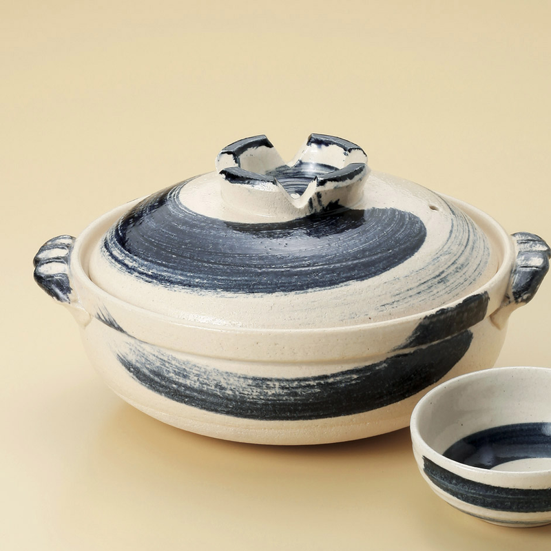 Shigaraki Yaki Brush Donabe Japanese Clay Pot - 29cm (Size 9)