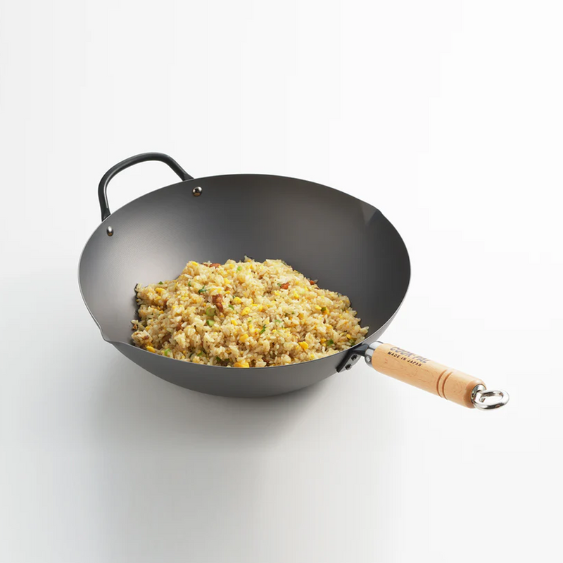 Yoshikawa Cook-Pal Ren Nitrided Carbon Steel Induction Wok with Two Handles - 36cm