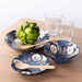 Aito Mino Yaki Nordic Flower Series 6-Piece Dinnerware Set: Blue bowls on a table