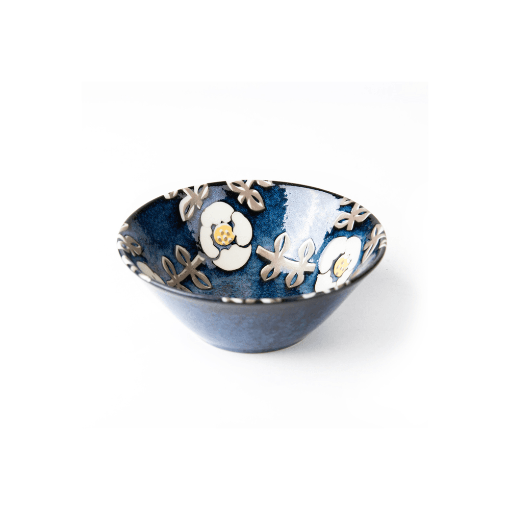 Aito Mino Yaki Nordic Flower Series Bowl Navy Blue (13cm) — My
