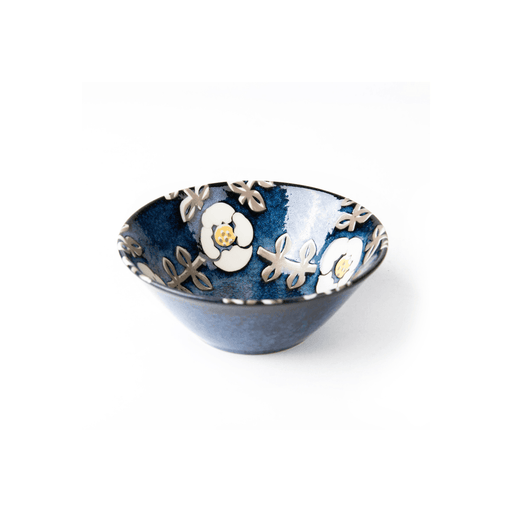 Aito Mino Yaki Nordic Flower Series Bowl - Navy Blue (13cm)