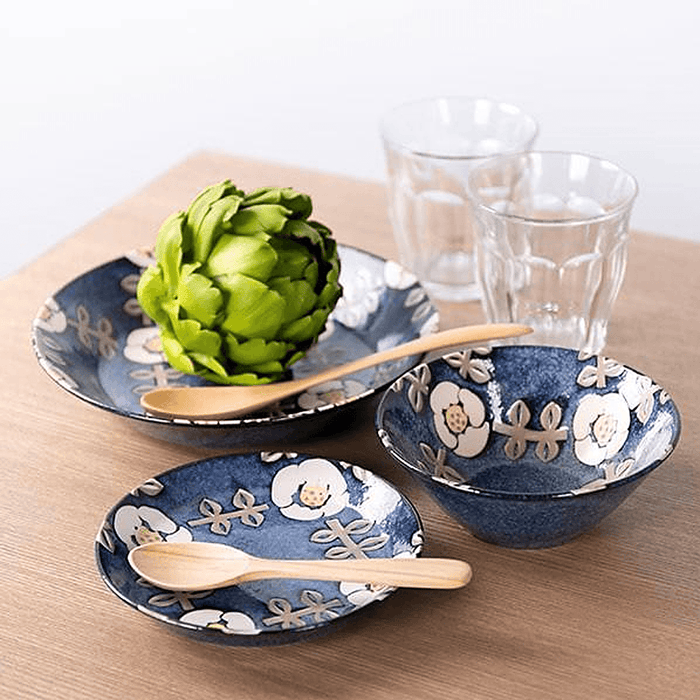 Aito Mino Yaki Nordic Flower Series Bowl - Navy Blue (13cm)
