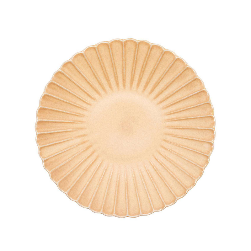 Aito Seto Yaki Hana Dinner Plate (23cm) - Beige: flower shape edge