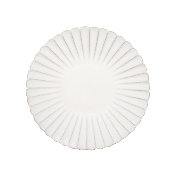 Aito Seto Yaki Hana Dinner Plate (23cm) - White: flower shape edge
