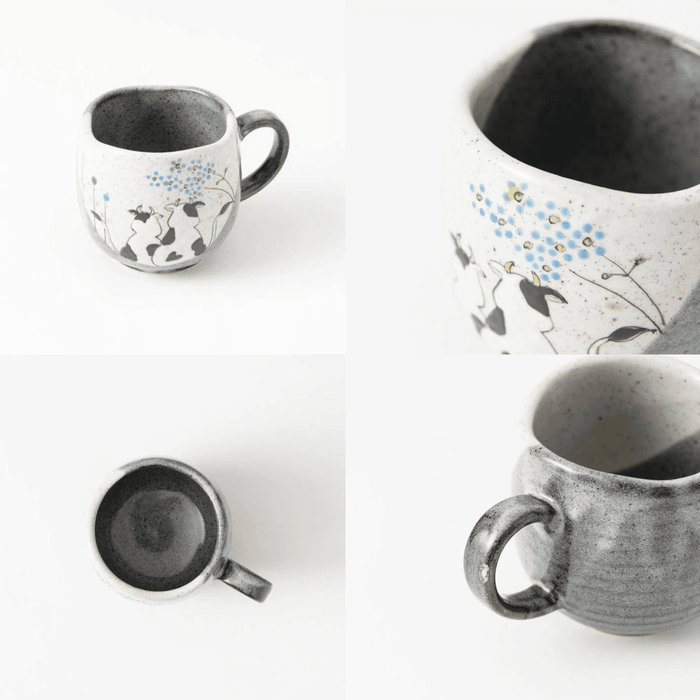 Atelier Cows In Sunny Spot Kutani Handmade Mug: different angles of the mug