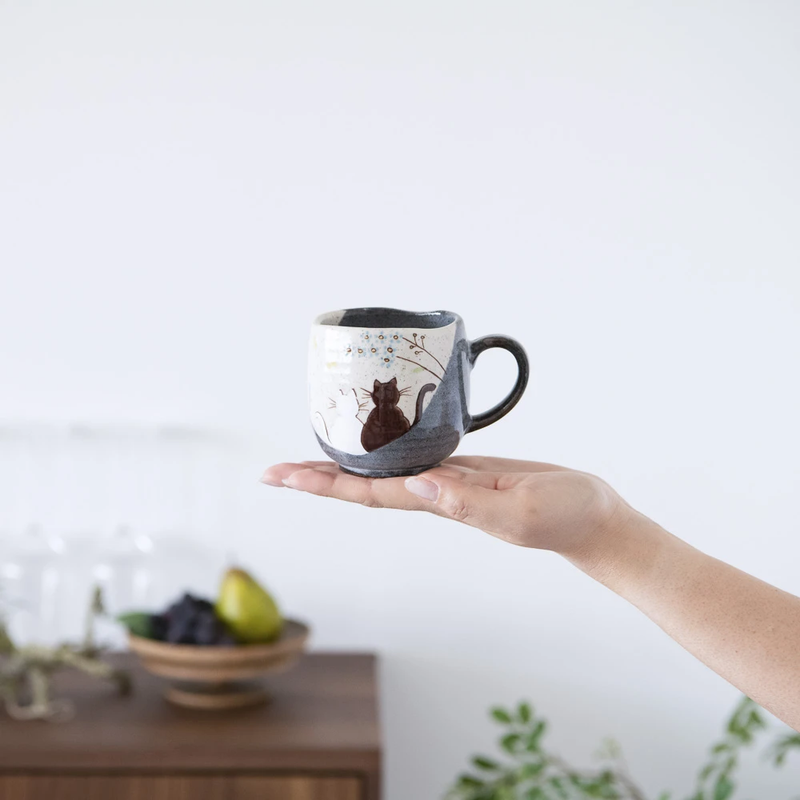 Atelier Yu Cats In Sunny Spot Kutani Handmade Mug: Made in Japan