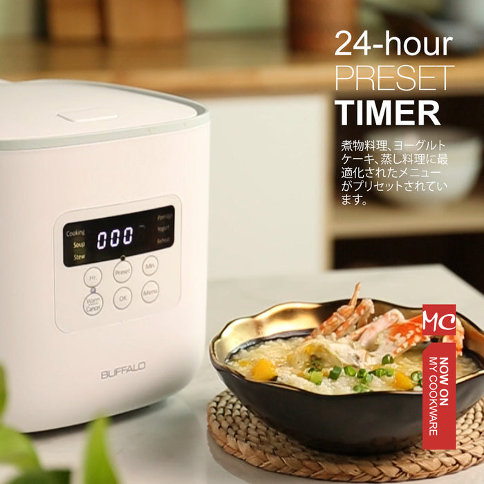Buffalo Stainless Steel Mini Smart Rice Cooker (3 cups): 24hr pre-set timer