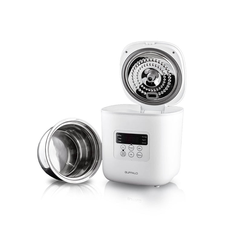 Buffalo Stainless Steel Mini Smart Rice Cooker (3 cups): full set