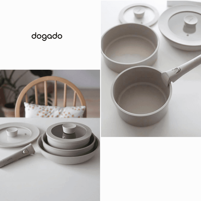 Dogado 6-Piece Ceramic Nonstick Induction Pan & Pot Set with Detachable Handle: detachable handles