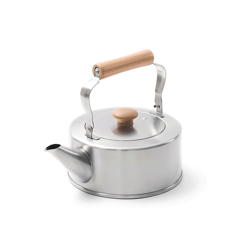 A product image of the 2.5L Freiz Chitose Stainless Steel Kettle, showcasing its classic wide design with a wooden handle and lid knob.

