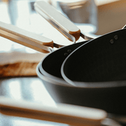 Freiz Enzo Carbon Steel Induction Frypan - 26cm: close shot of the handle connection part