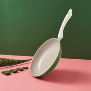 Happycall Agave Ceramic Nonstick Induction Wok & Frypan Set - 28cm: on a colourful backdrop