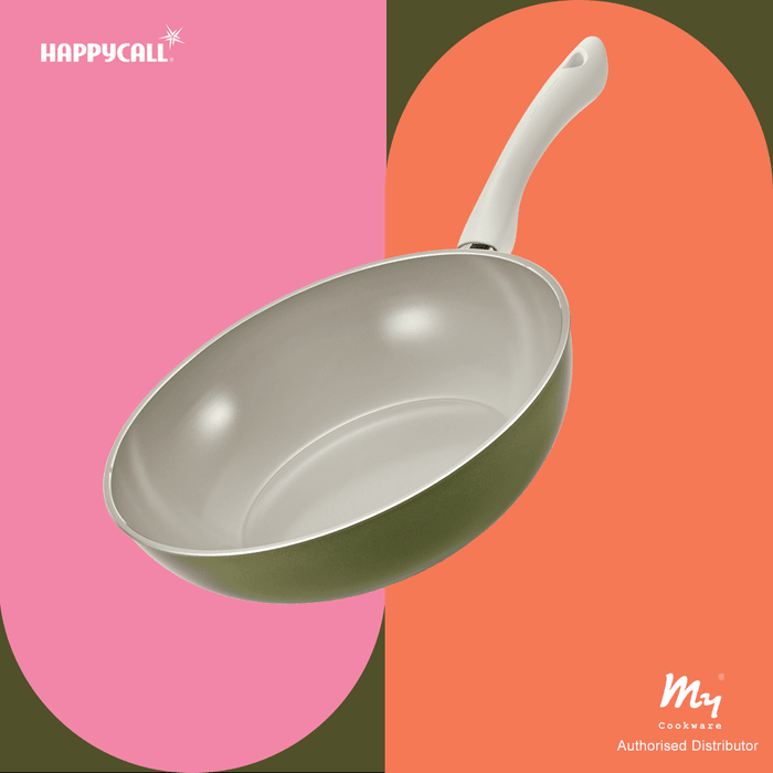 Happycall Agave Ceramic Nonstick Induction Wok - 28cm: On a colourful backdrop