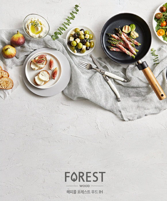 Happycall Forest IH Wood Handle 2pcs Frypan & Pot Set: serving food