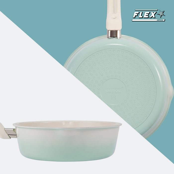 Happycall IH Flex 3 in 1 Saucepan - 22cm Spread Mint: side angle and bottom of the pan