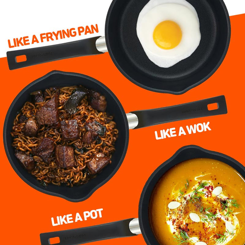 Happycall IH Flex 3 in 1 Saucepan - 22cm Yellow: use like a frying pan, wok and pot