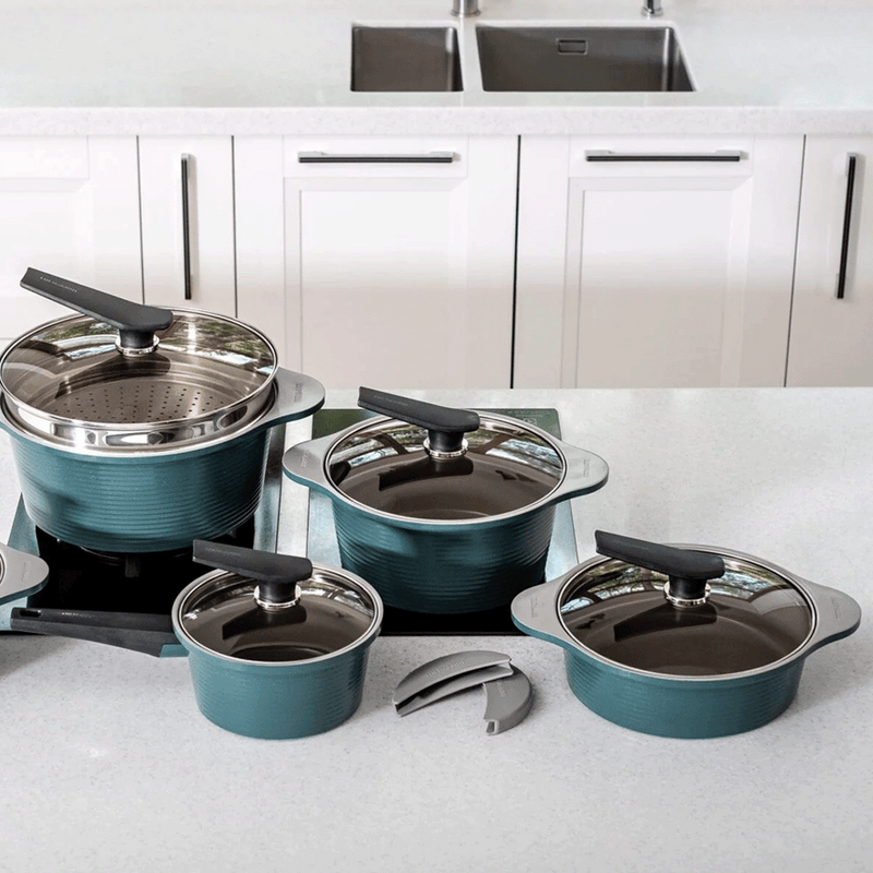 Happycall Onde Ceramic Nonstick Induction Pot with Lid - 24cm (Low 2.4L) - Ocean Green