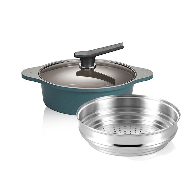 Happycall Onde Ceramic Nonstick Induction Pot with Lid - 24cm (Low 2.4L) - Ocean Green