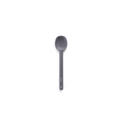 The Happycall VIVA one-piece silicone cooking spoon in dark grey, standing upright against a white background.
