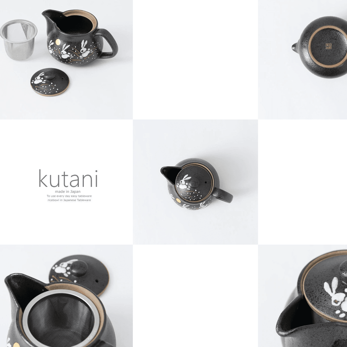 Jumping Rabbit Japanese Kutani Handmade Teapot : different angles of the teapot