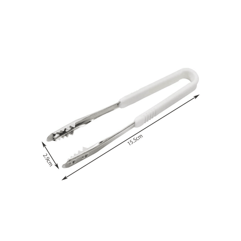 The Kai House Select Ice Tongs with annotations showing its dimensions of 15.5cm in length and 2.9cm in width.

