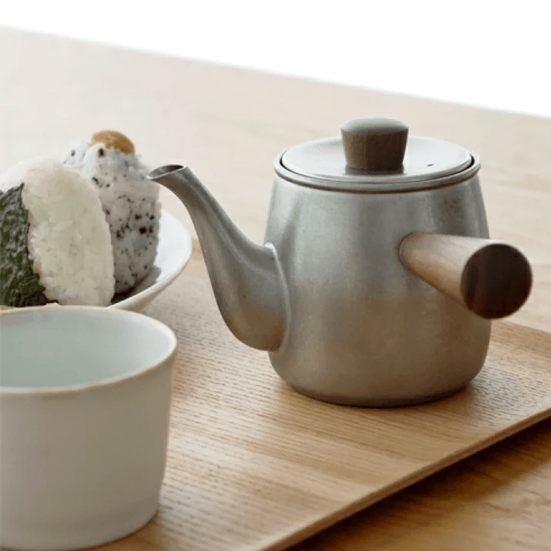 Miyaco Classic Stainless Steel Teapot 380ml - Made in Japan On A Table.