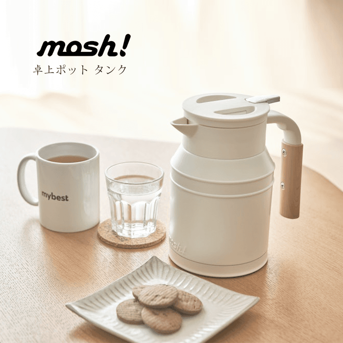 Mosh Stainless Steel Vacuum Insulated Carafe 1L Ivory: on a table