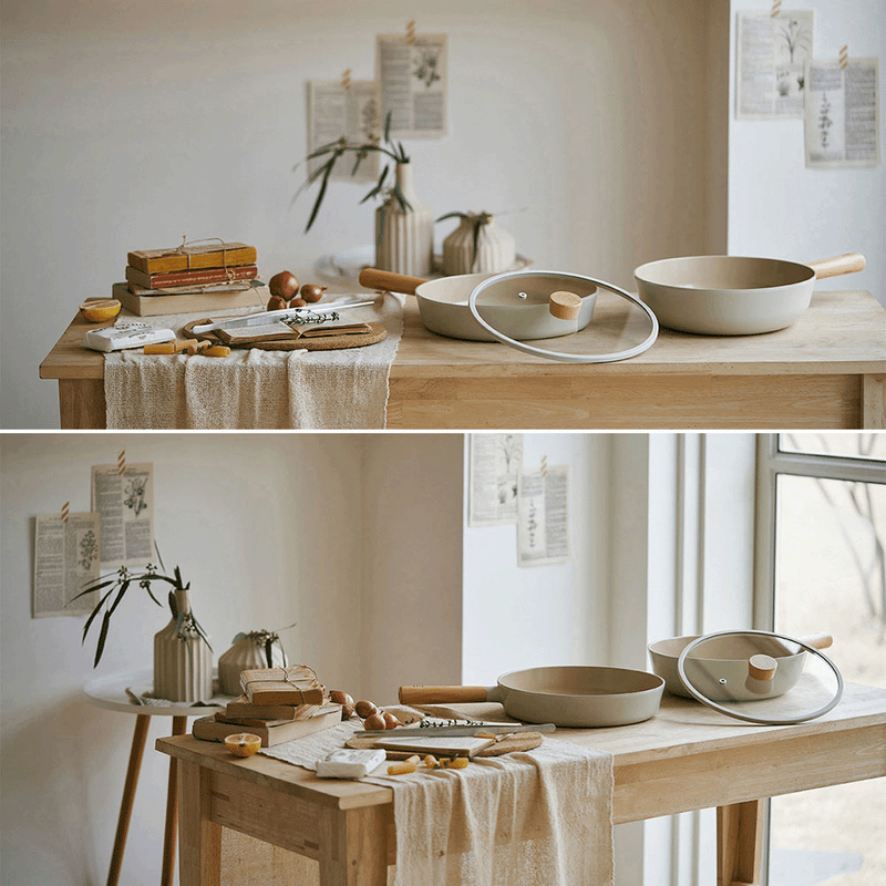 Neoflam Fika Ceramic Nonstick Induction Wok & Frypan Set with Lid 3