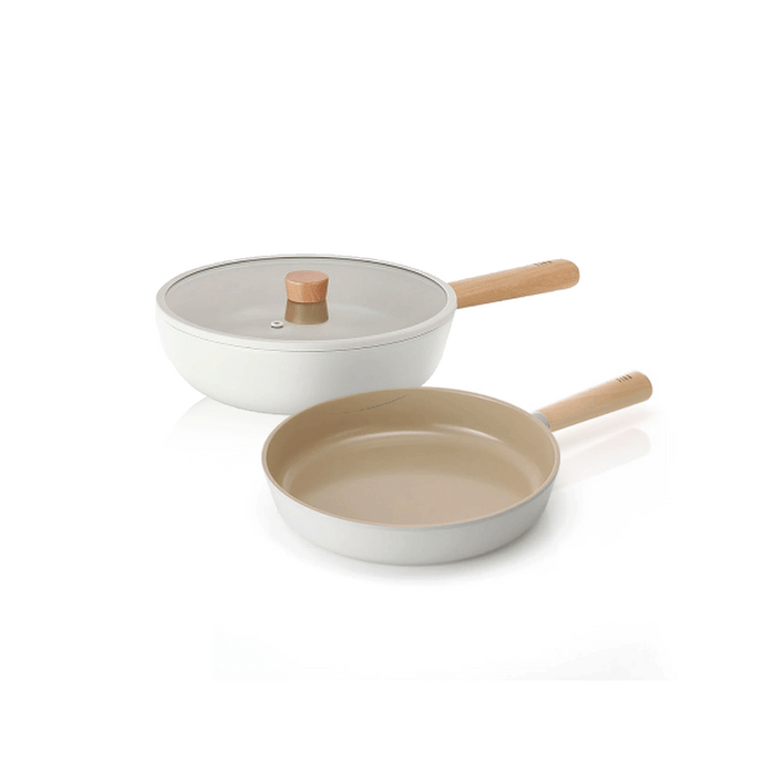 Neoflam Fika Ceramic Nonstick Induction Wok & Frypan Set with Lid