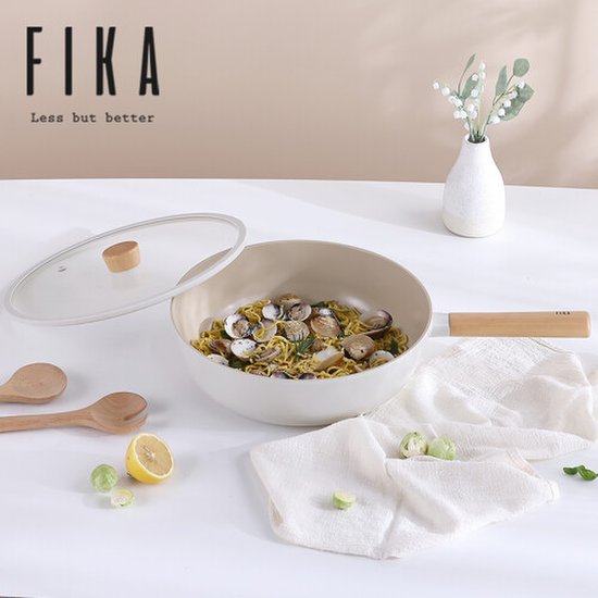 Neoflam Fika Ceramic Nonstick Induction Wok with Lid - 30cm
