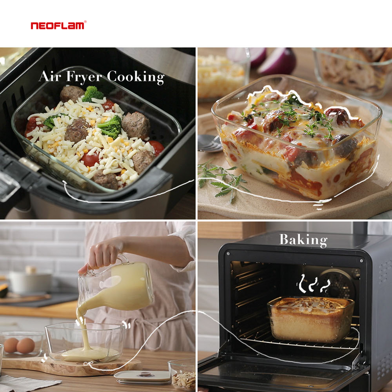 Neoflam Fika Glass Food Container - Set of 4: Oven safe