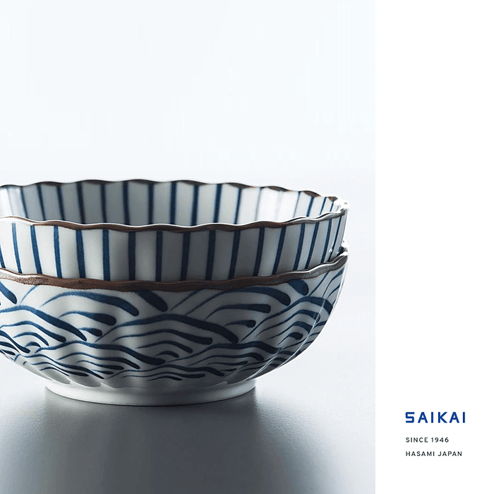 Saikai Hasami Yaki Classic Blue Japanese Bowls - Set of 2