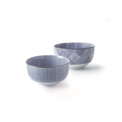 Showa Seito Classic Blue and White Porcelain Bowl Set of 2