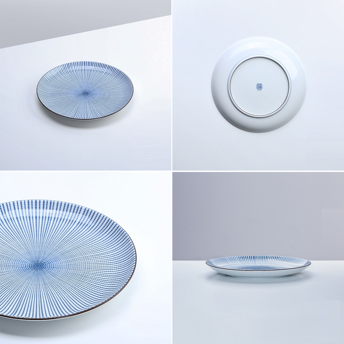 Showa Seito Sendan Tokusa Blue and White Porcelain Dinner Plate (25cm): Different angles