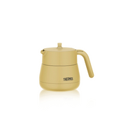 A Thermos TTE-450 vacuum insulated teapot in a beige finish, shown on a white background.