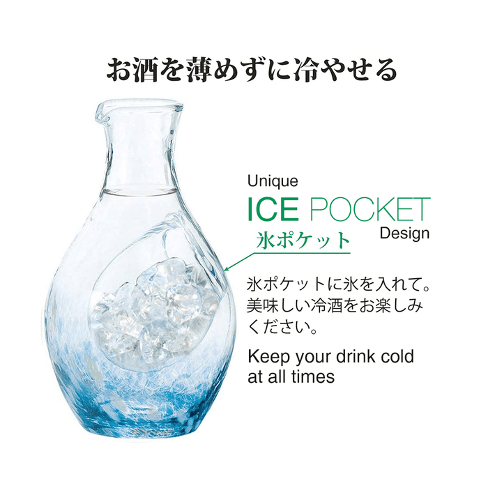 Toyo Sasaki Takasegawa Handmade Blue Carafe Sake Set: Its Structure.