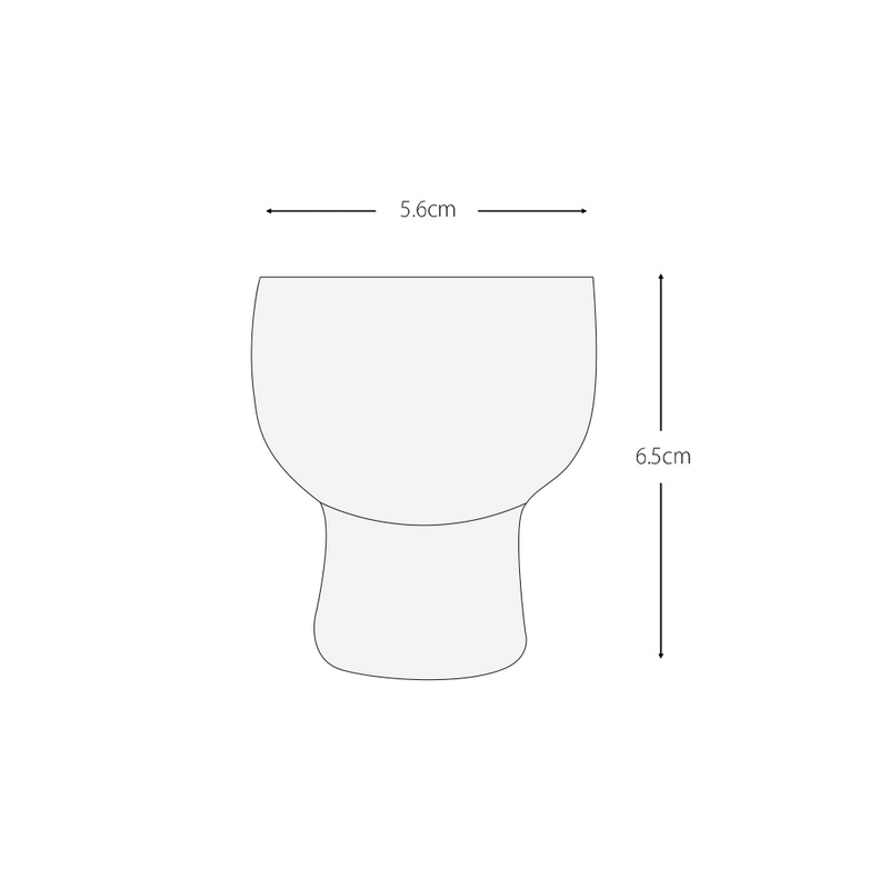 A technical line drawing showing the dimensions of the Toyo Sasaki sake glass, which is 5.6cm in diameter and 6.5cm in height.